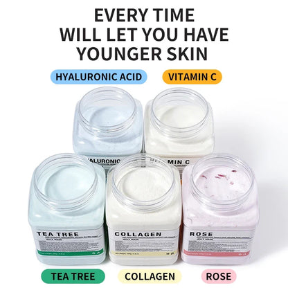 Rose/Hyaluronic Acid/Collagen Jelly Face Mask Powder-Moisturizing, Improving and Hydrating Facial Skin Care-Natural Gel Peel Off
