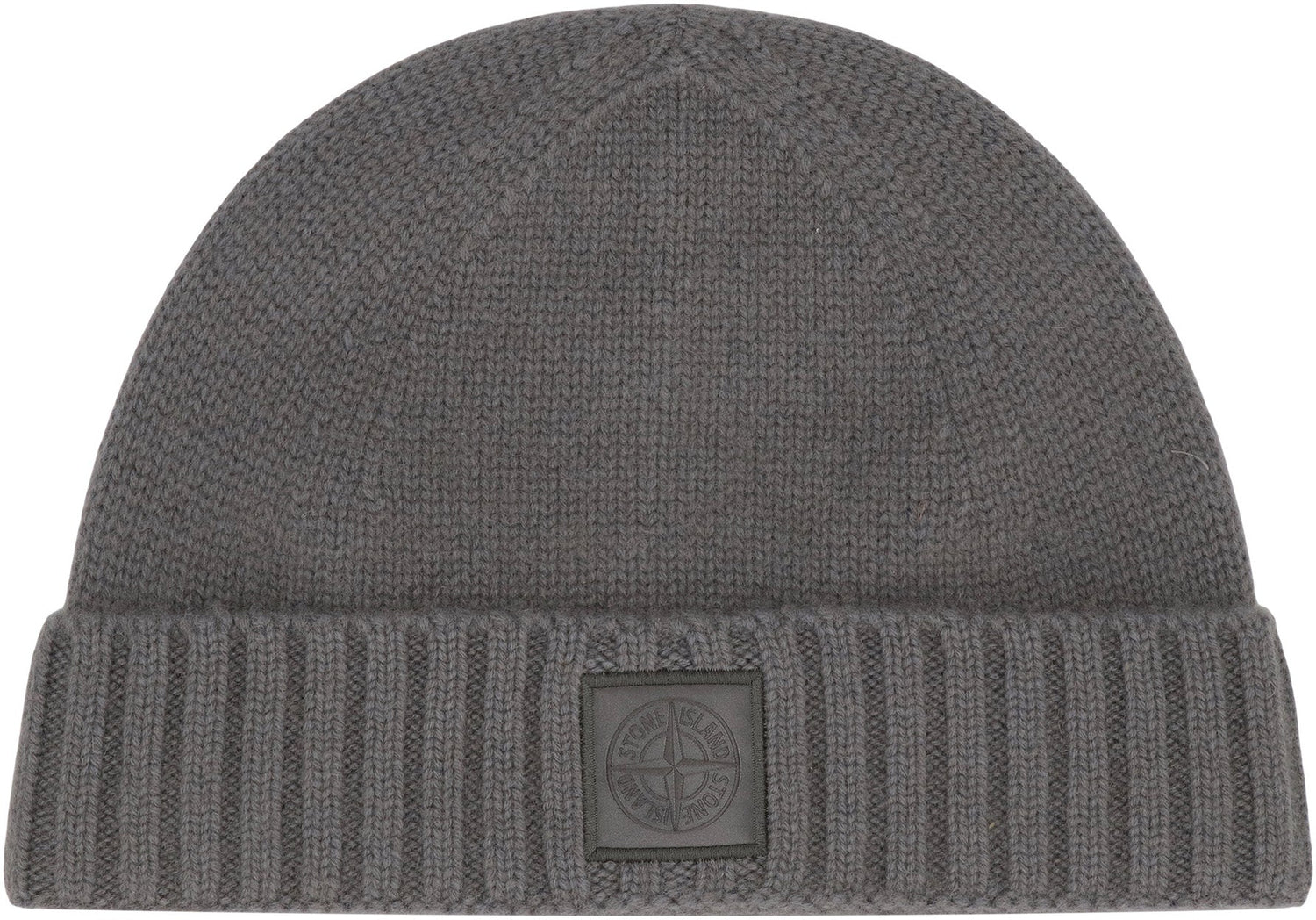 STONE ISLAND Cashmere Hat with Ribbed Cuff and Monochrome Logo
