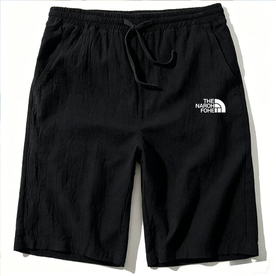 Herren Baumwoll-Leinen-Shorts Sommer Leichte Atmungsaktive Freizeit-Strand-Shorts Basic Unifarbene Sweatpants mit Elastischem Bund
