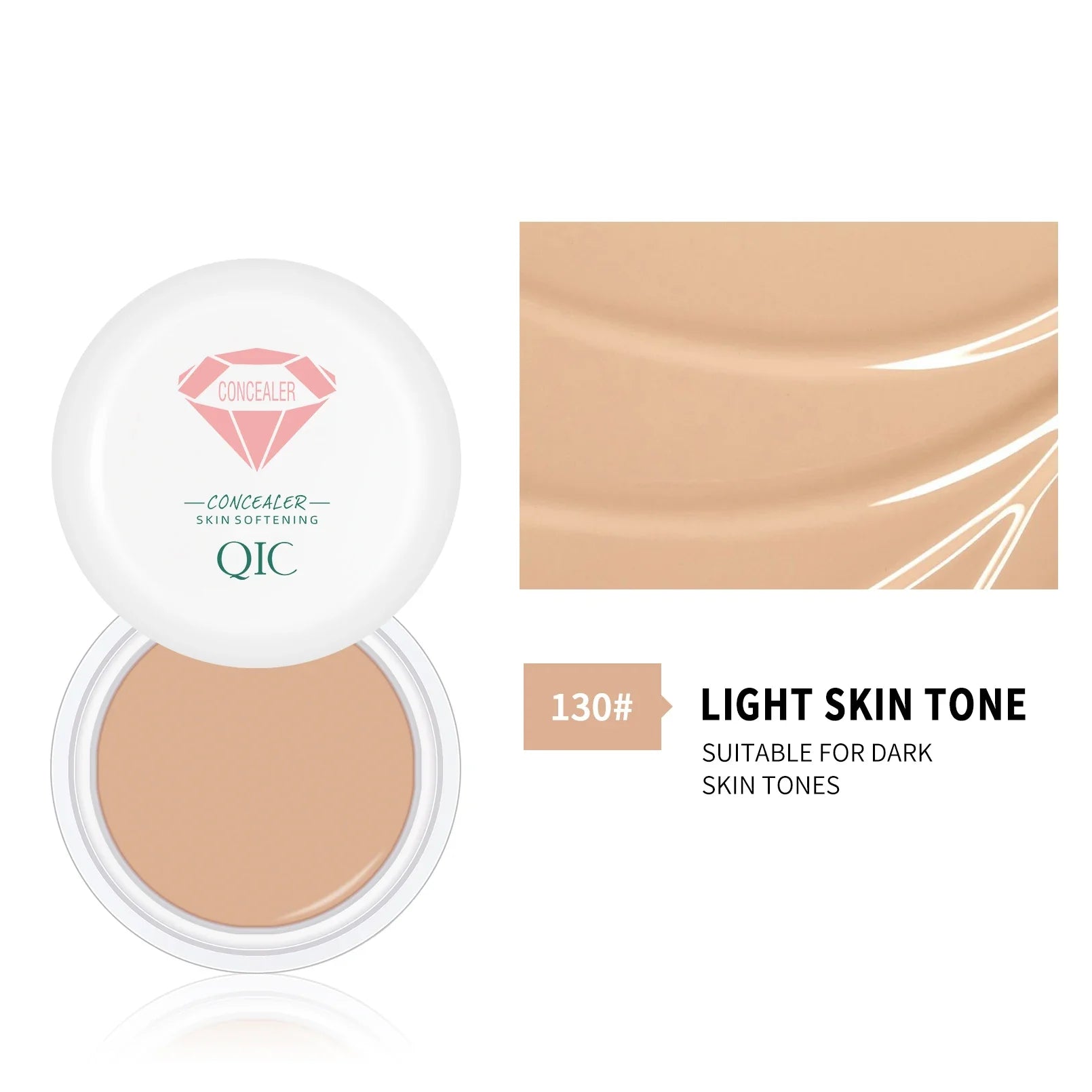 QIC Waterproof &amp; Sweatproof Concealer Cream - Tattoo coverage, Long-Lasting Foundation, Natural,Full coverage, All Skin Types