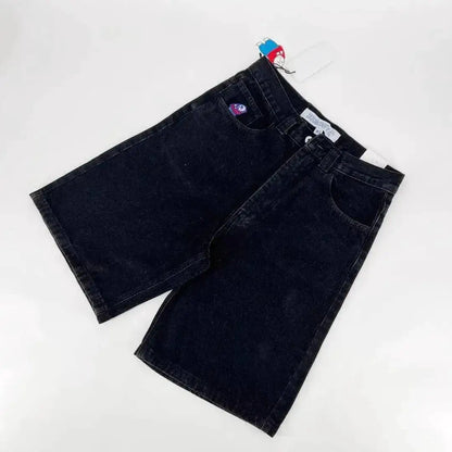 Y2k Black Punk Wash Baggy Work Shorts Men Women Summer Hip Hop Ripped Hole Denim Shorts Raw Edge Casual Jorts Streetwear by Dropshipman