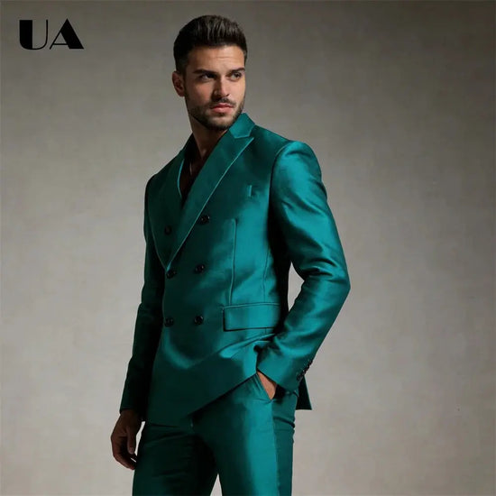 Luxury Satin Suit Attire for Stage Performance, Costume Tuxedo for Men XXS-7XL Double Breasted Jacket Pants Solid Blazer Trouser SHOPEZRA L.L.C.