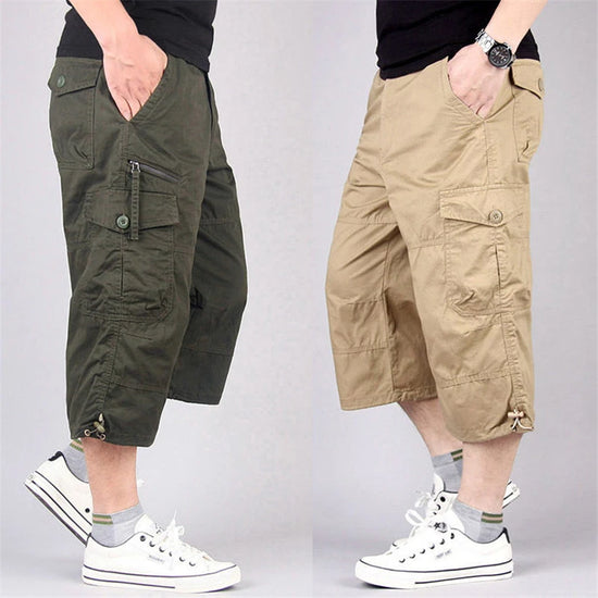 Lange Cargo Shorts Herren Sommer Multi-Pocket Casual Baumwolle Elastische Caprihose Herren Militär Taktische Kurze Hot Breeches 5XL