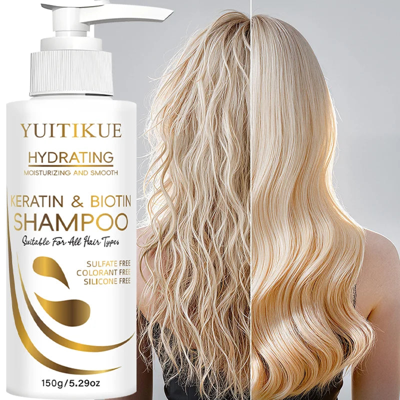 YUITIKUE Keratin &amp; Biotin Hydrating Shampoo | Natural Gentle Formula, Daily Hair Care 150g
