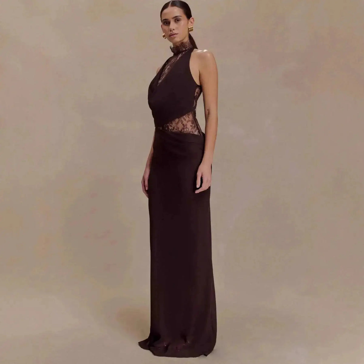 Women Lace Patchwork Sleeveless Pleated Dress Elegant Off-shoulder See Through Long Dresses 2026 Lady Evening Party Vestidos by Dropshipman