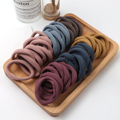 Everyday Gentle Hair Ties Set of 50, Breathable Fabric Hair Bands for Smooth Styling (Neutral Colors)