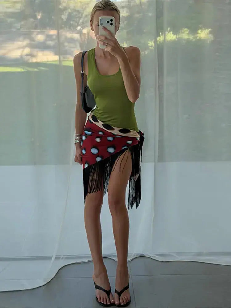 Fashion Leopard Fringed Patchwork Women&
