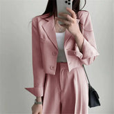 Suit Coat 2 Piece Set Women Blazer Jacket Straight Pants Ensemble Single Breasted Turn Down Collar Trousers Office Lady Outfits SHOPEZRA L.L.C.