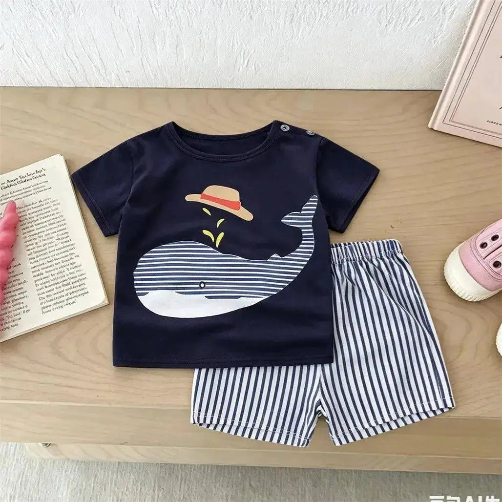 Boys Trendy Costume Printed T-shirt+Shorts Casual Sports Wear Cartoon Tees All-match Shorts Two Piece Set Toddler Clothing by Dropshipman