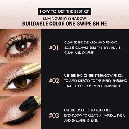 Smudge-Proof &amp; Waterproof Eyeshadow Stick,Dual-Ended Eye with Shadow Stick,Sponge Brush,Glitter &amp; Matte Finishes