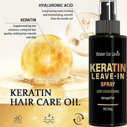 Keratin &amp; Biotin Leave-In Spray 100g, Deep Conditioning Treatment for Damaged Hair, with Rice Amino Acids, Fast Shipping
