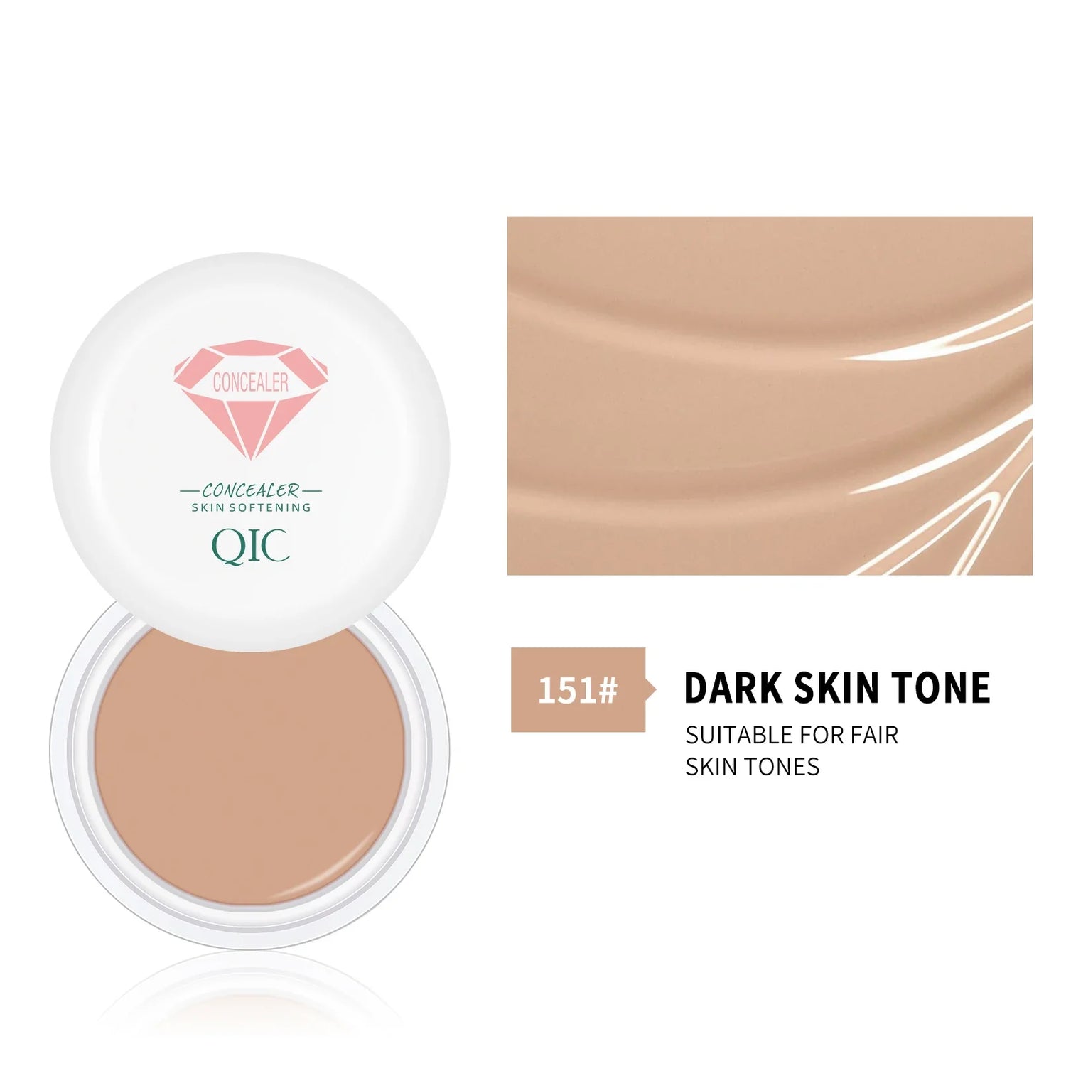 QIC Waterproof &amp; Sweatproof Concealer Cream - Tattoo coverage, Long-Lasting Foundation, Natural,Full coverage, All Skin Types