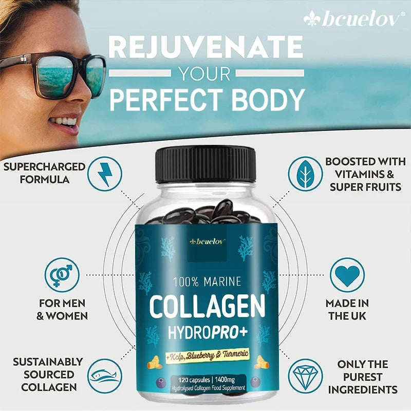 Hydrolyzed Marine Collagen - HYDROPRO, Advanced Hydrolyzed Formula for Optimal Absorption, Skin, Hair, Nails &amp; Joint Support