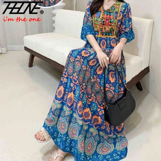 Indisches Kleid für Damen, Sommer, Stickerei, Schick, Elegant, Partykleider, Kleidung, Vintage, Lang, Maxi, Abschlussball, Bohemian, Strandkleid, Vestidos