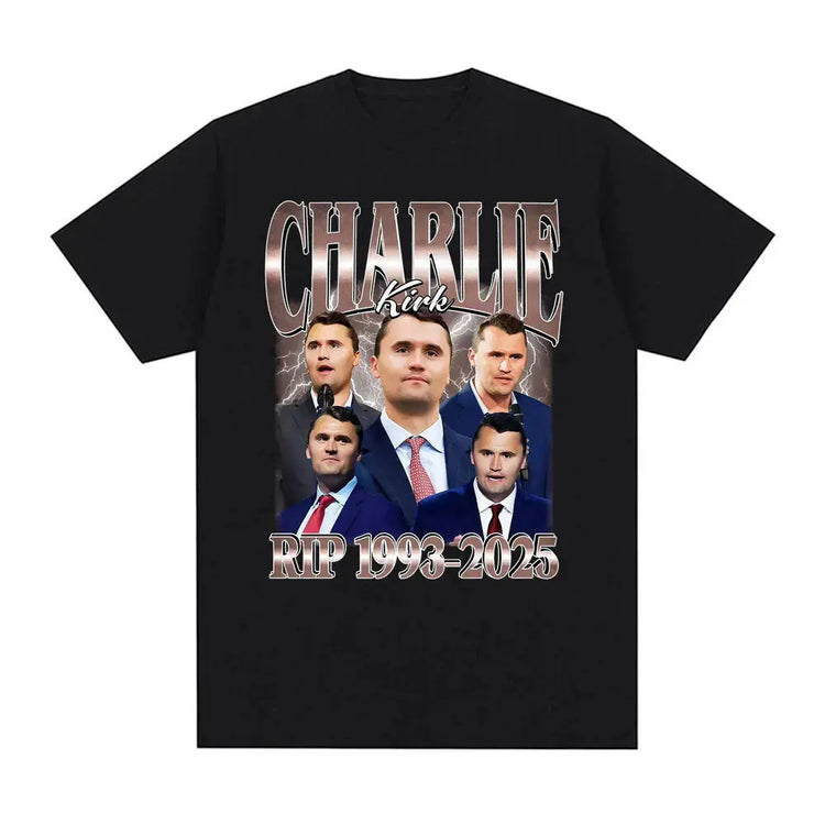 Charlie Kirk Printed Graphic T Shirt Short Sleeve Charlie Kirk RIP 1993–2025 T-shirt Funny Vintage Tee Men&