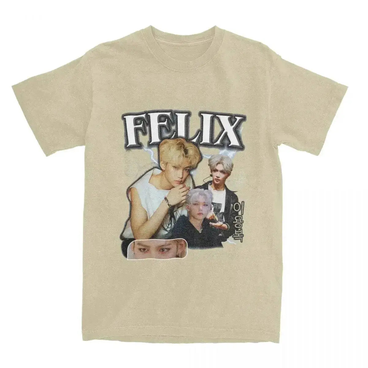 Men FELIX Korean Kpop Singer T Shirts Idol Cotton Clothing Summer Vintage Short Sleeve T-Shirt O Neck Harajuku Tshirt by Dropshipman