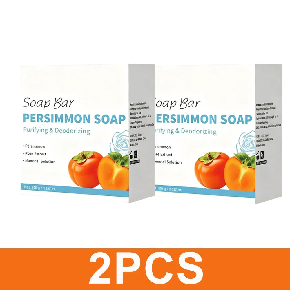 Persimmon Soap Bar Japanese Persimmon &amp; Green Tea Extract For Men and Women Gentle on All Skin Types Deodorizing Soap Rose Scent