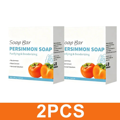 Persimmon Soap Bar Japanese Persimmon &amp; Green Tea Extract For Men and Women Gentle on All Skin Types Deodorizing Soap Rose Scent