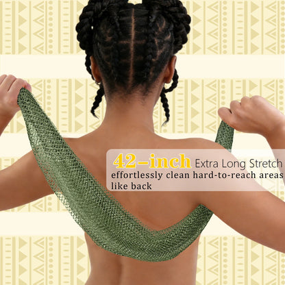 PeaKalo Authentic African Net Sponge-2Pcs Exfoliating Bath Shower Loofah Sponge, Gentle Back Scrubber for All Skin Types,Durable
