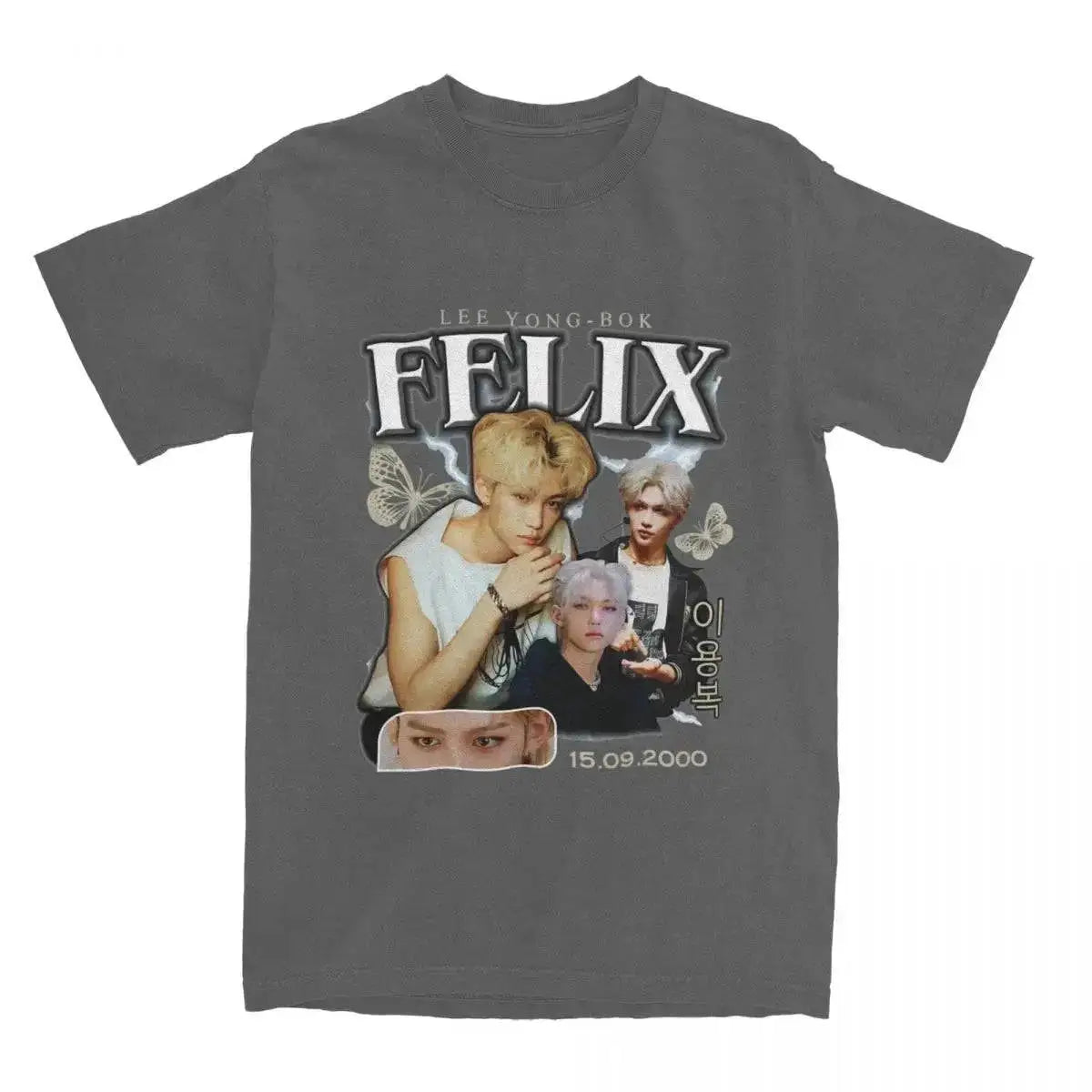 Men FELIX Korean Kpop Singer T Shirts Idol Cotton Clothing Summer Vintage Short Sleeve T-Shirt O Neck Harajuku Tshirt by Dropshipman