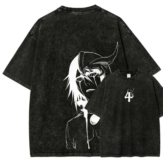 Ulquiorra Cifer BLEACH Grafik T-Shirt Herren Damen Kurzarm Baumwoll-T-Shirts Vintage Washed Tee Harajuku Herren Oversize T-Shirt