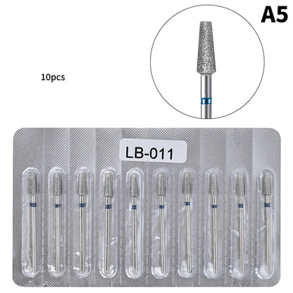 10Pcs Diamond Milling Cutter For Manicure Electric Nail Drill Bits Accessory Pedicure Machine Nail File Gel Remover Tool
