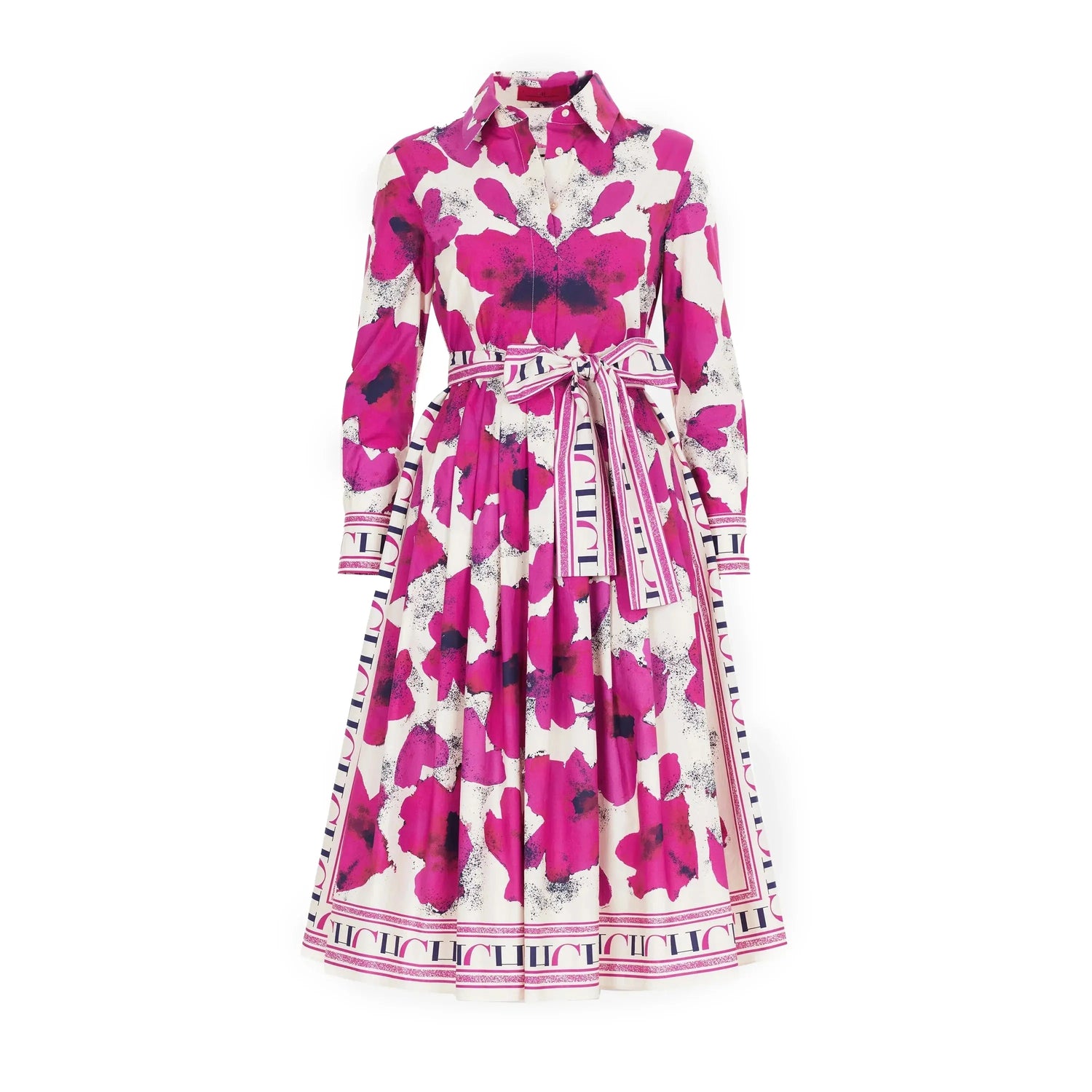 Women Dresses Party Dresses Retro Shirt Dress Long Sleeved Belt Single Row Buckle Layered Skirt Hem Design Casual Dresses SHOPEZRA L.L.C.
