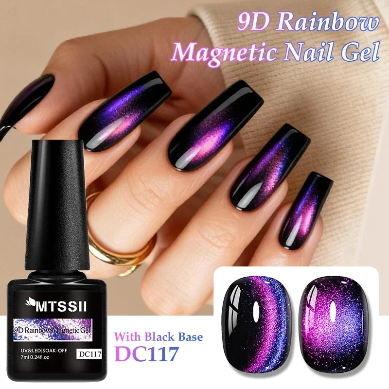 9D Rainbow Cat Magnetic Gel Nail Polish Chameleon Galaxy Effect Magnetic Semi Permanent Soak Off UV Gel Varnish Nail Supplies