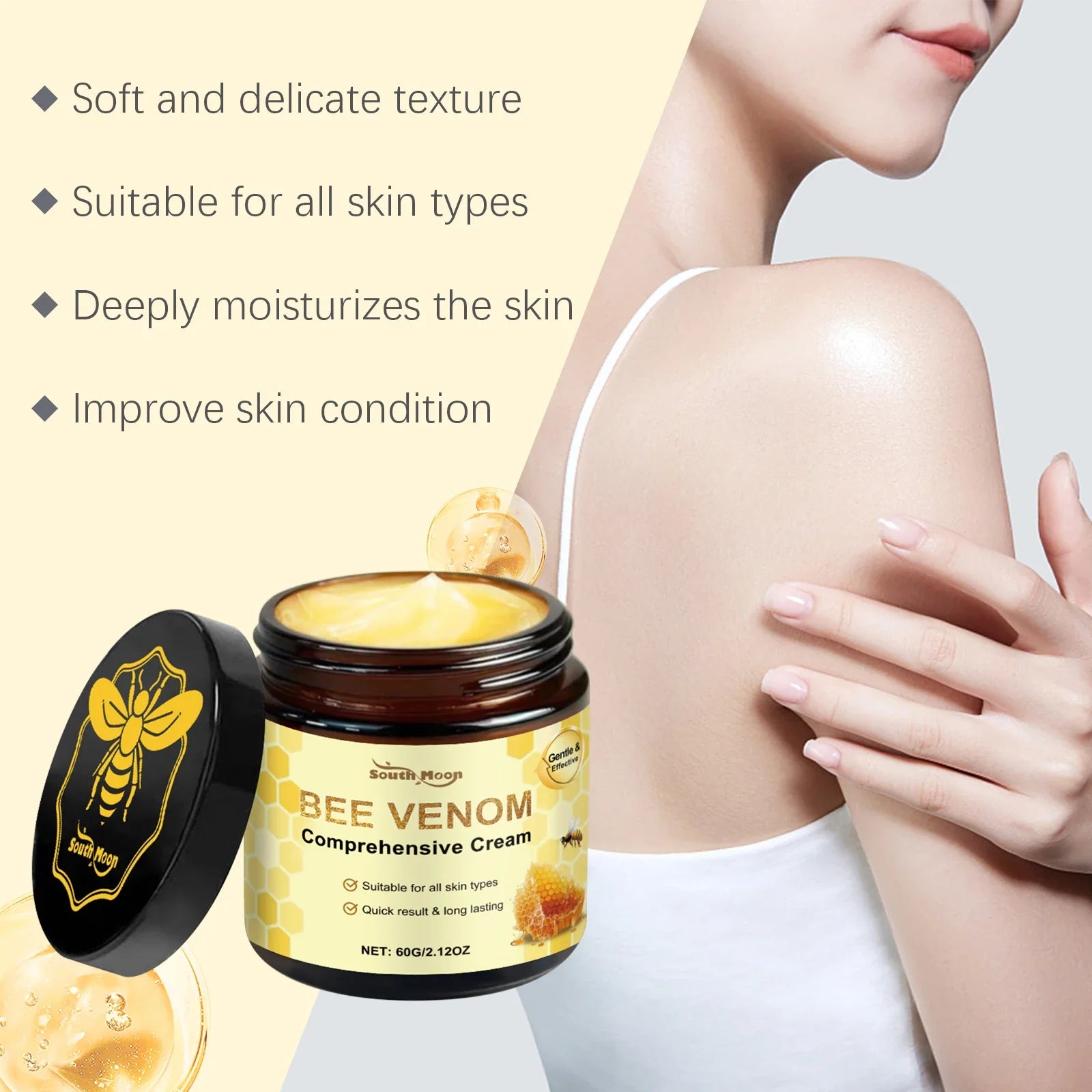 Bee Venom Skin Moisturizer Nourish Dryness Skin Anti Cellulite Firming Brightening Smoothing Body &amp; Face Care Creams Non-Greasy
