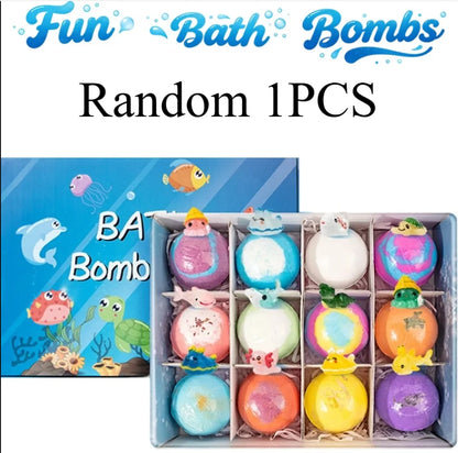 New 12PCS Ocean Toy Bath Salt Bombs, Bubble Bath Balls for Adults &amp; Kids, Fun Educational Bath Toys Party Favor Set
