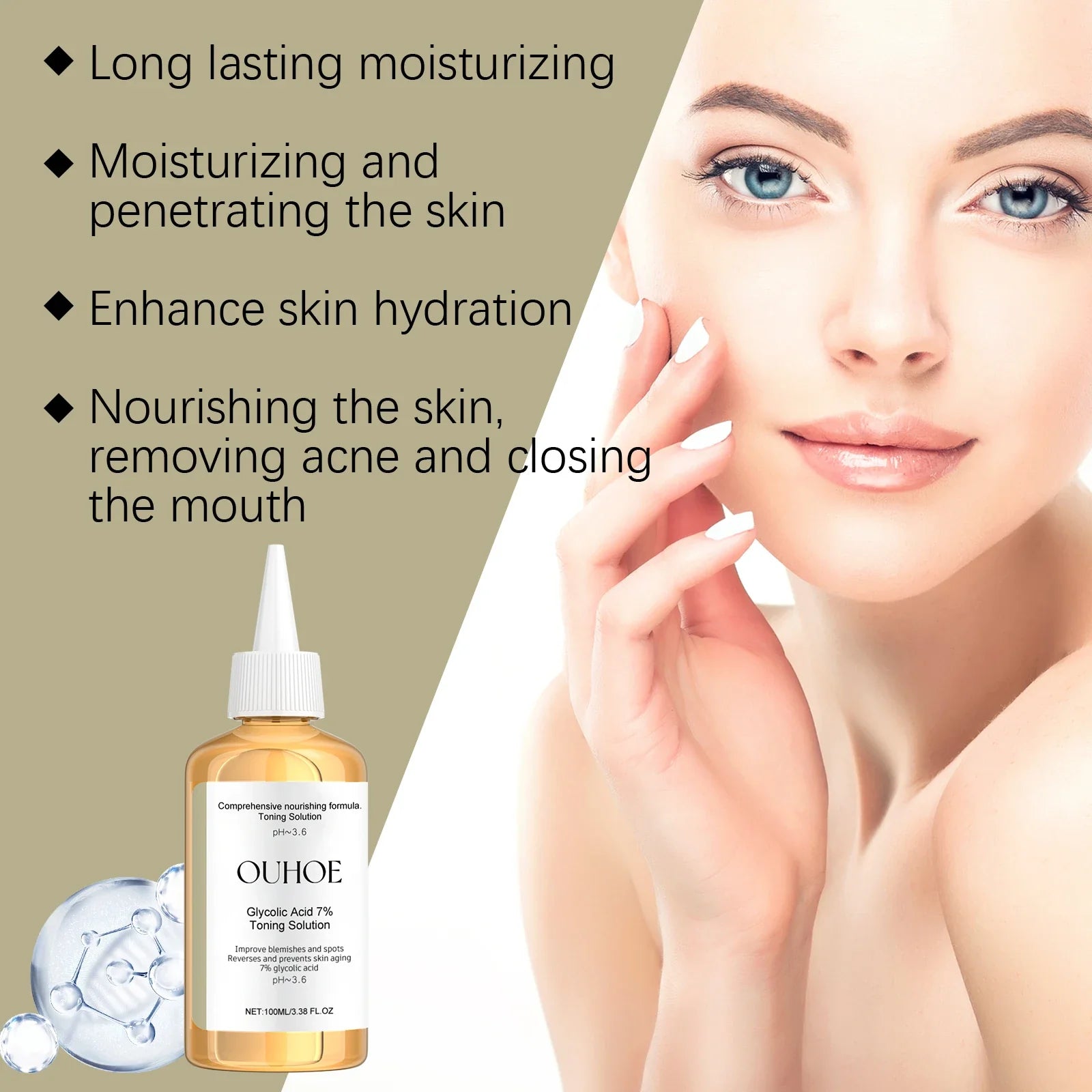 Glycolic Acid 7% Moisturizing Toner Remove Acne Improve Skin Condition Replenish Water Moisturize Skin Tender Skin&amp;Toner Essence