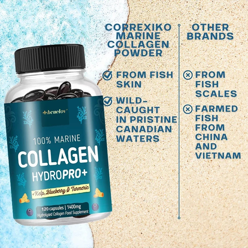 Hydrolyzed Marine Collagen - HYDROPRO, Advanced Hydrolyzed Formula for Optimal Absorption, Skin, Hair, Nails &amp; Joint Support