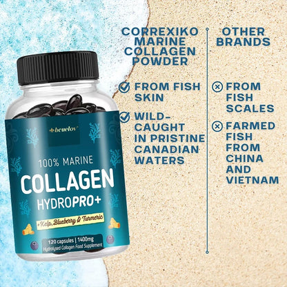 Hydrolyzed Marine Collagen - HYDROPRO, Advanced Hydrolyzed Formula for Optimal Absorption, Skin, Hair, Nails &amp; Joint Support
