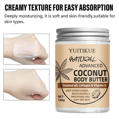 Advanced Coconut Body Butter 100g - Creamy Texture for Easy Absorption, Deeply Moisturizes &amp; Smooths Dry Skin
