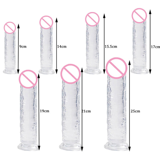 Realistischer Dildo Sexspielzeug Transparent Dildo Saugnapf Gelee Frauen Erotisches Sexspielzeug Weiche Klitori Vaginale Masturbatoren Penis