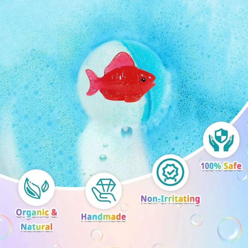 New 12PCS Ocean Toy Bath Salt Bombs, Bubble Bath Balls for Adults &amp; Kids, Fun Educational Bath Toys Party Favor Set