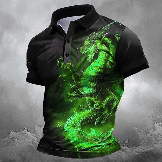 Neue Herren Tier Drachen Poloshirts Golf Poloshirt Kurzarm Poloshirts Kragenhemden Lustige Streetwear Urlaubsbekleidung Outfits