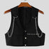 INCERUN Men Vests Solid Color Chain Decoration V Neck Sleeveless Crop Tops Men Streetwear Fashion Casual Male Waistcoats S-3XL SHOPEZRA L.L.C.