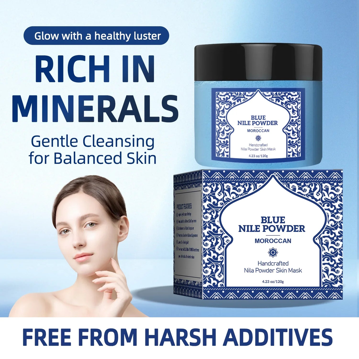 15-Min Mineral Skin Reset Mask 120g - Moroccan Lathering Powder for Face &amp; Body, Deep Cleanse &amp; Perilla Leaf Nourishment.