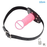 Dildo Deep Blowjob Gag Open Mouth Plug With Lock Leather Strapon Penis Butt Plug Bondage Restraint Lips For Couples Sex Toys SHOPEZRA L.L.C.