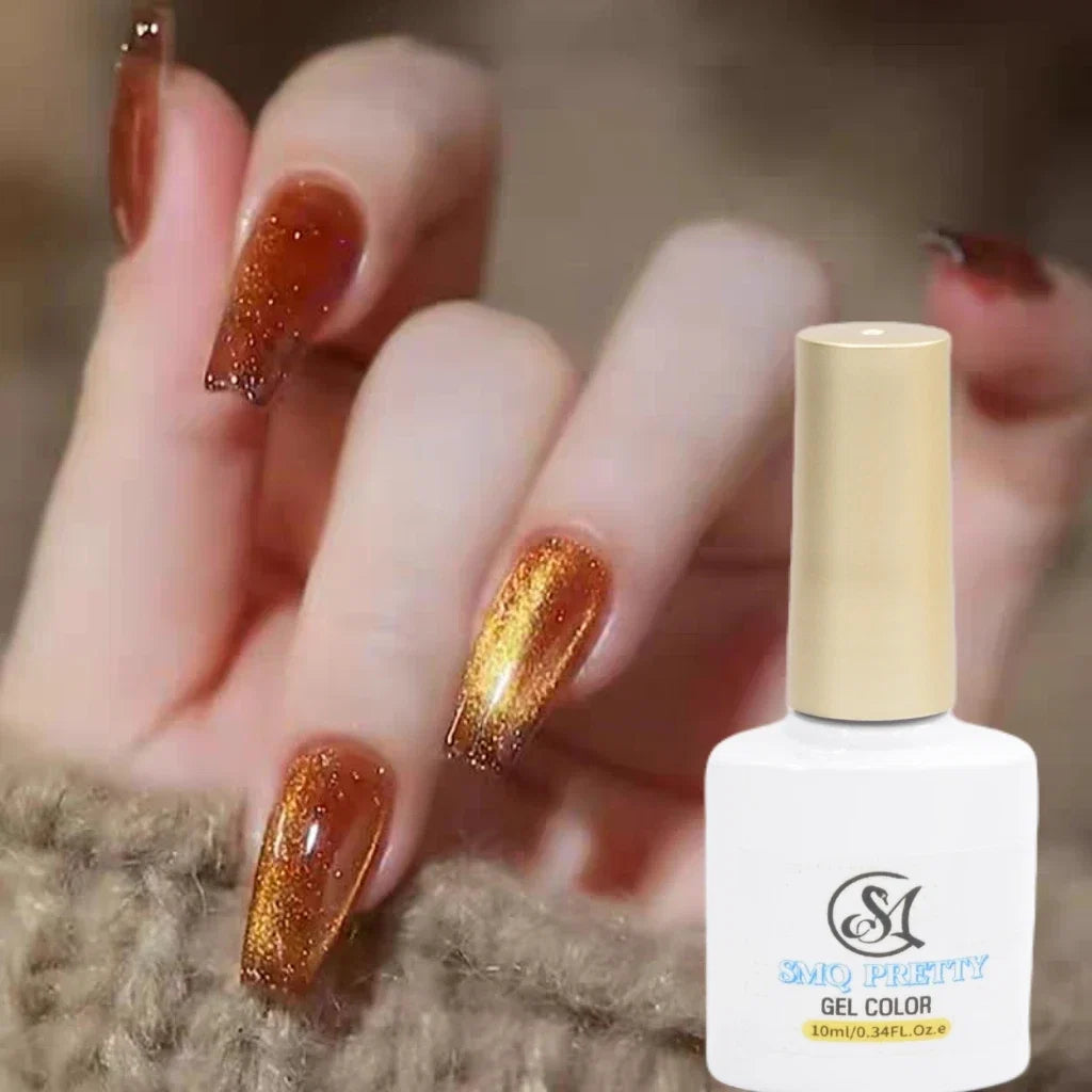 1pc 10ml Holographic Glitter Mirror Porcelain White Cat Eye Gel Polish Magnetic Galactic Effect Gel Nail Polish Soak Off UV LED