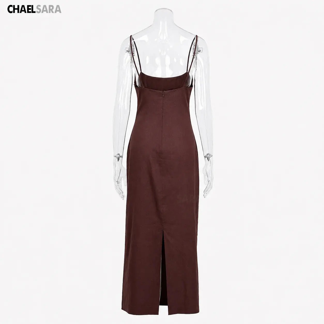 High Quality 2026 Summer New Women Fashion Linen Strap Midi Holiday Dress Casual Solid Zipper Slim Elegance Party Dresses Ladies SHOPEZRA L.L.C.