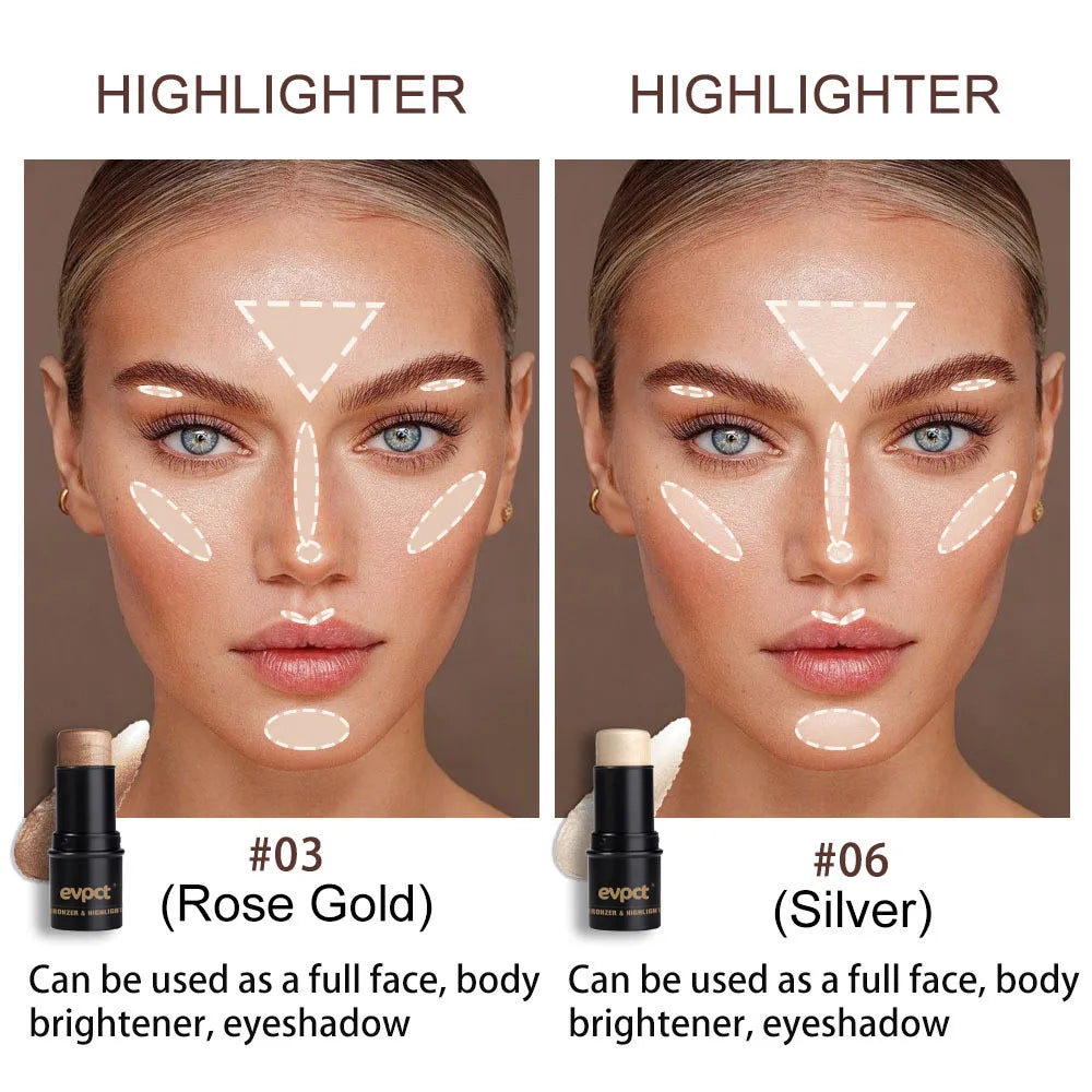 Highlighting&amp;Bronzer Stick Face Brightening Blusher Rouge Concealer Pen Long Lasting Corrector Nose Shadow Contouring Cosmetics
