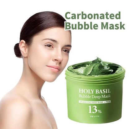 Holy Basil Bubble Cleansing Mask Exfoliating Hydrating Oil Control Natural Formula Deep Moisturizing Smoothing Gentle Skin Care