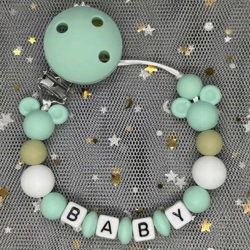 2026 Custom Name Baby Pacifier Clips Chain Silicone Beads Teether Toys Dummy Holder Russian English Name Pacifier Chain Newborn SHOPEZRA L.L.C.