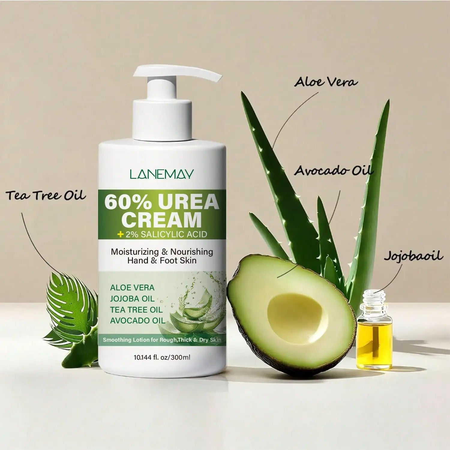60% Urea Hand &amp; Foot Cream - Long-lasting Skin Moisturizer, Hydrates and Repairs the Skin Barrier, Softens and Brightens Skin