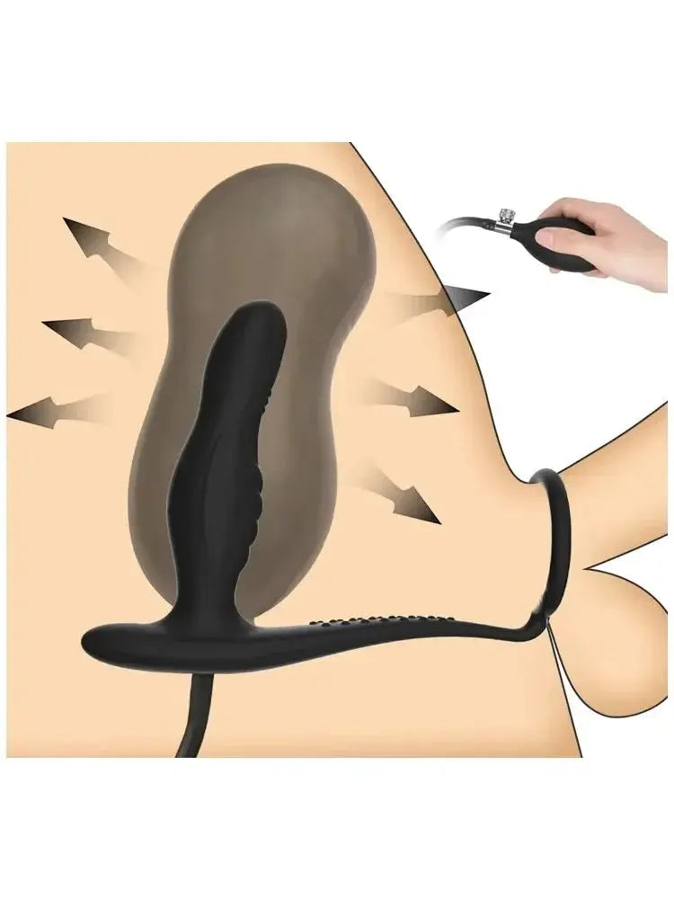 Inflatable Silicone Dildo Anal Plug With Penis Ring G Spot Prostate Massage Big Buttplug Ass Dilator Sex Toys For Gay/Men Women SHOPEZRA L.L.C.