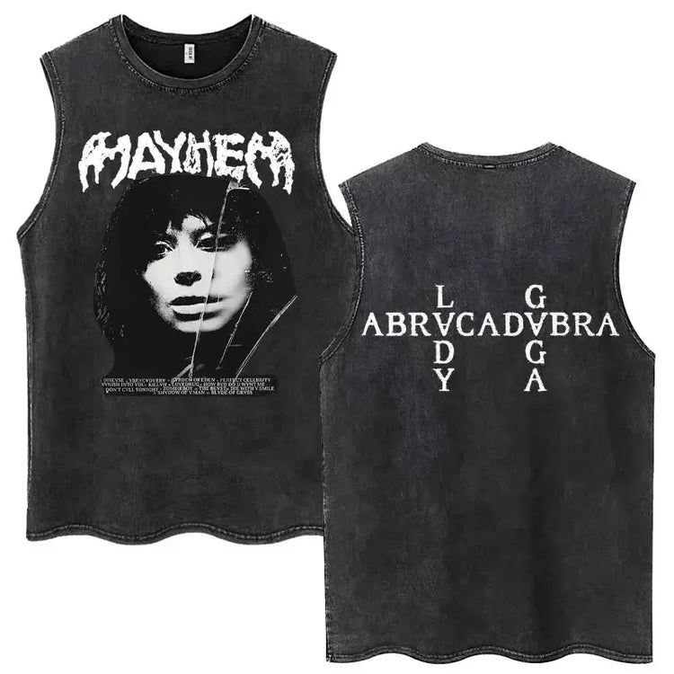 Lady Gaga The Mayhem Ball Tour 2025 Washed Tank Tops Fashion Men Women Vintage Y2K Sleeveless T Shirt 100% Cotton Oversized Tees SHOPEZRA L.L.C.