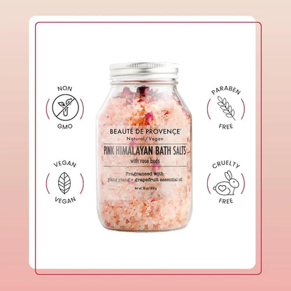 Pink Himalayan Bath Salt with Rose Petals - 100% Natural Aromatherapy, Ylang Grapefruit Essential Oil - Cruelty-Free, Revitalize