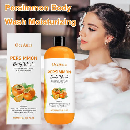 Persimmon Fresh Shower Gel Plant Extract Gentle Cleansing Moisturizing Hydrating Smooth Delicate Skin Daily Body Care